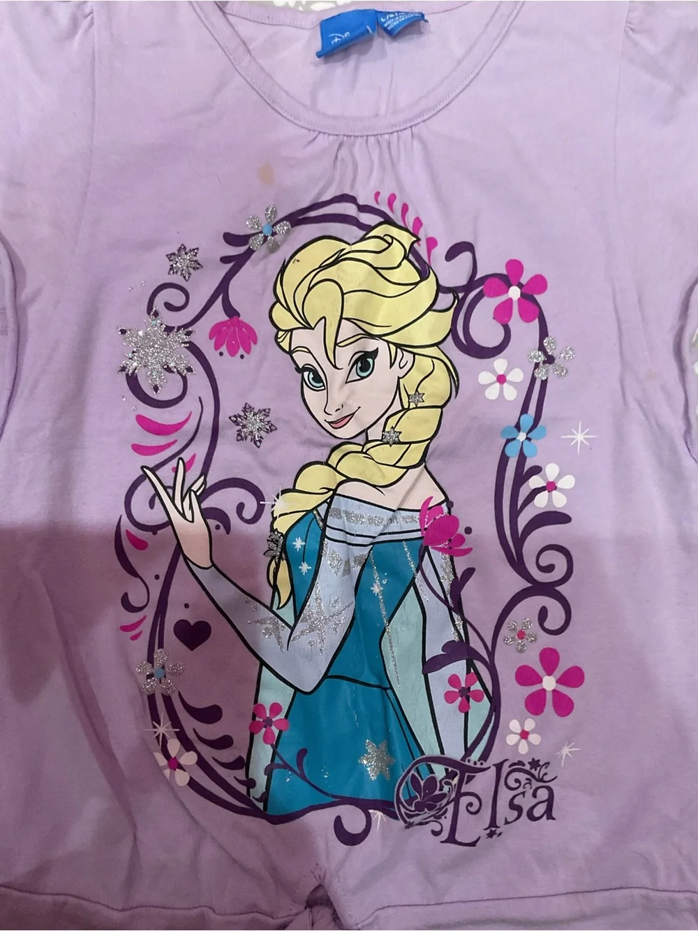 Disney Frozen Elsa Girls Purple Lavender Shirt & Skirt Set Size L (10–12)